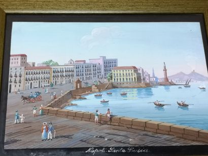 Ecole Napolitaine 
Vues de Naples. Suite de 4 gouaches. 
16 x 23,5 cm
