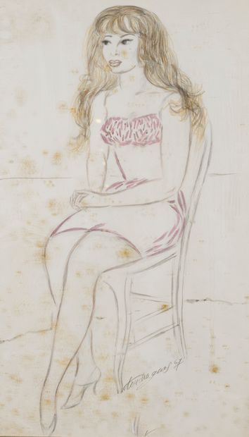louis TOUCHAGUES (1893-1974), Femme assise,crayon...