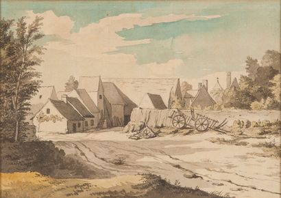 18th century FRENCH school 
View of the hamlet...