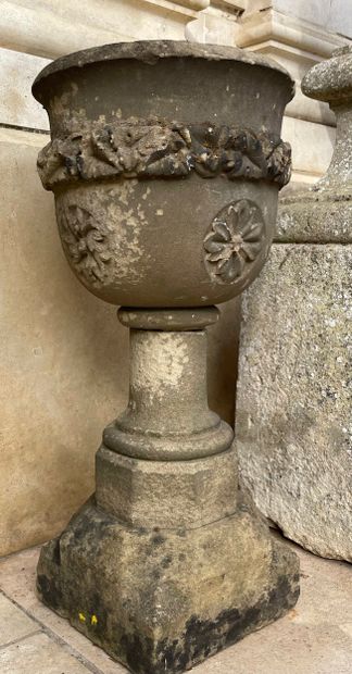 Neo-Gothic stone stoup. 
19th century. 
Height...