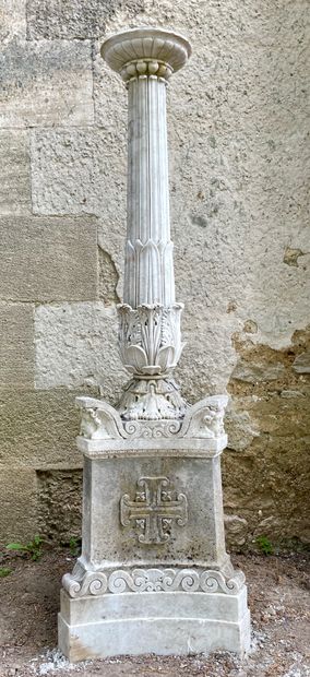 Pair of Empire style torches. 
In white Carrara...
