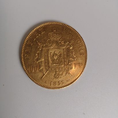 1 piece de 100 francs or, Napoléon III, 1855...