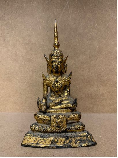Bouddha en tailleur 
Bronze doré 
16,5cm...