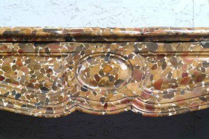 Pompadour mantel 
Lintel decorated with a medallion with sheathed jambs. 
The hearth...