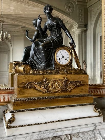 Empire clock. 
Showing a woman with a lyre...
