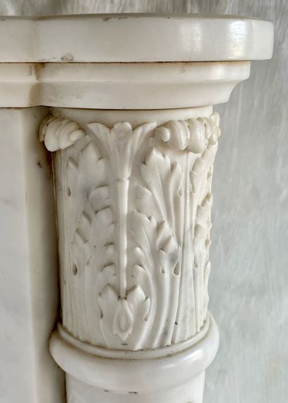  Louis XVI style mantel 
The finely carved lintel features a ribboned bow from which...