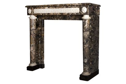 null Louis XVI style mantel

The carved and inlaid white marble lintel is enlivened...