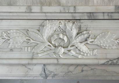  Louis XVI style mantel 
The lintel is decorated with laurel branches tied with a...