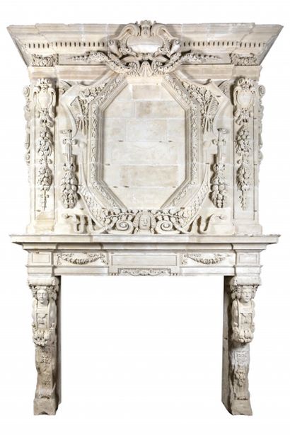 Louis 13 mantel 
Exceptional limestone mantel...