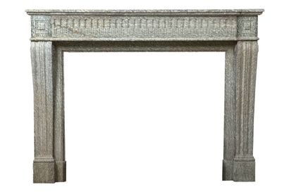  Louis XVI style mantel 
Lintel carved with channels and sheathed jambs. 
19th century....