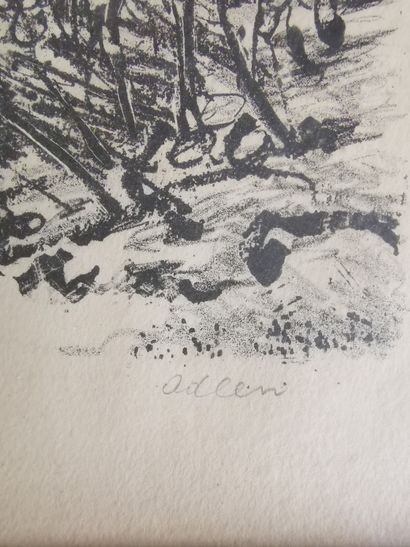  Michel ADLEN (1898-1980) 
Arriver au village 
Lithographie signée en bas à droite...