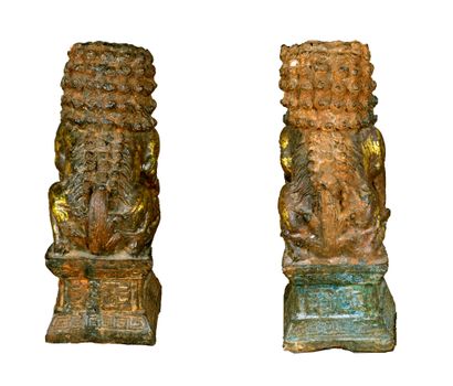 CHINA early 20th century. Pair of Fo lions...