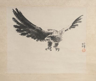  CHINA, 1944. After Xu Bei Hong "The little falcon". Ink on paper. Height : 28 cm....