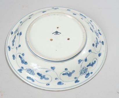 null CHINE, époque Wanli (1573-1620). Assiette en porcelaine émaillée blanc bleu...