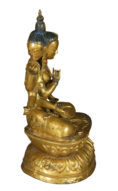  EAST TIBET, circa 1800. A repoussé sculpture of the Ushnishavijaya Namgyalma deity...