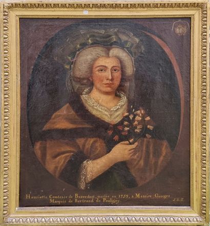  Travail dans le gout du XVIIIe 
Portrait de la Comtesse de Bosredont Mariée en 1759,...