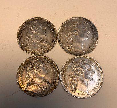 Lot de quatre monnaies en argent Louis X...