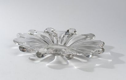 Glass bowl with gadroon decoration. Length:...