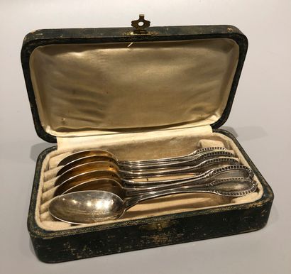Box with six small spoons in silver minèrve...