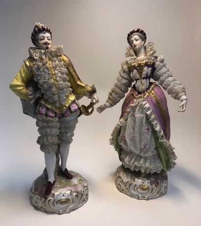 Pair of German porcelain figurines 
Height...