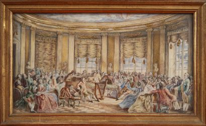  Miniature representing the music concert given in honour of the Countess of Saint...