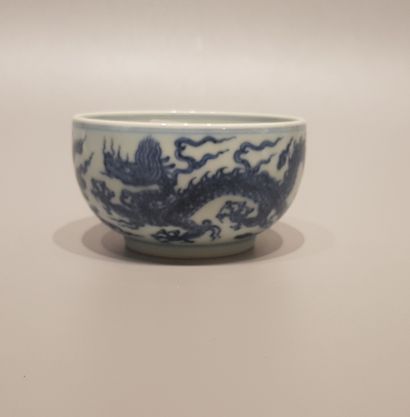 A Chinese blue and white porcelain bowl decorated...