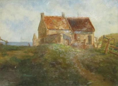 Auguste MAILLARD, artiste normand (1864-1944) Maison de pêcheur près de la mer Peinture...