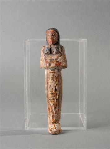 EGYPTE Basse Epoque Shaouabti en bois peint polychrome. H : 17,8 cm 711 - 322 av...
