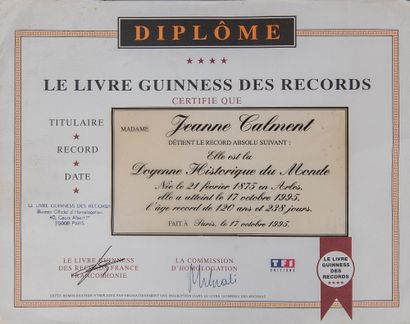 Diplôme Guinness Book des records de Madame...
