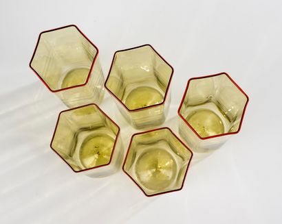 Carlo Scarpa (1906-1978) Set of five Esagonale water glasses, model created around...