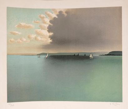  G.Rohner(1913-2000), les voiliers lithographie numerotee 43/75