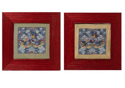Two framed textiles (part of Mandarin clothing)

...
