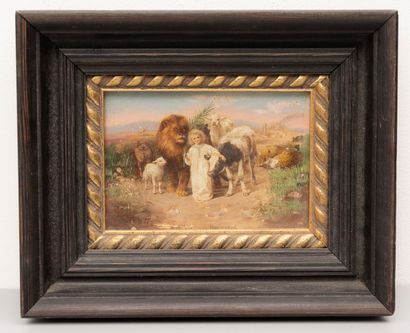 Child and animals.

Framed piece.

10 x 14,5...