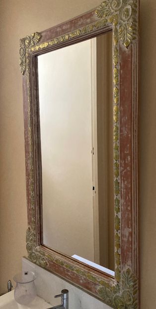 Mirror with gilded and lacquered wood frame...