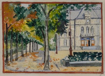  French school around 1900 
Landscapes on the banks of the Seine 
Watercolor (six...