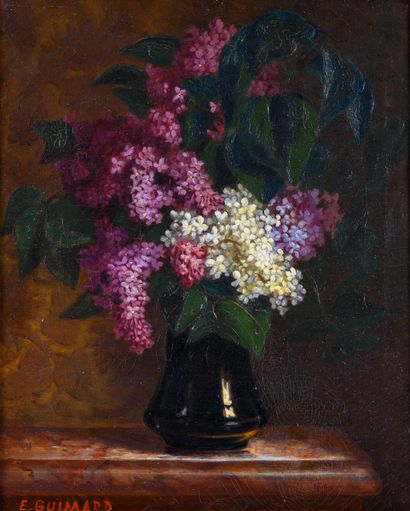  E. GUIMARD 
Still life with lilacs 
Oil on canvas 
46,5 x 38 cm. 
(restorations...