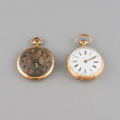  Two watches in 18K yellow gold, one engraved...