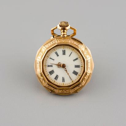  18K gold gousset watch, the enamelled dial...
