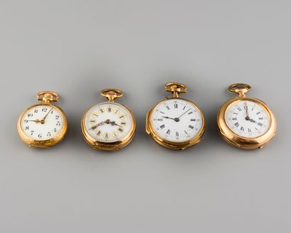  A set of four collar watches in 18K gold,...