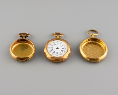 A collar watch in 18K gold, the enamelled...