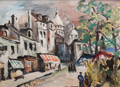 GUERIN 
view of Montmartre 
Oil on canvas...