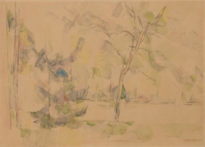  TREVEDY 
Study of trees 
Watercolor and graphite 
Signed lower right and dated "57"....
