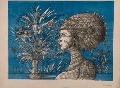  CARZOU (1907-2000) 
Woman with a bouquet 
Six tests of color for lithographic plate...