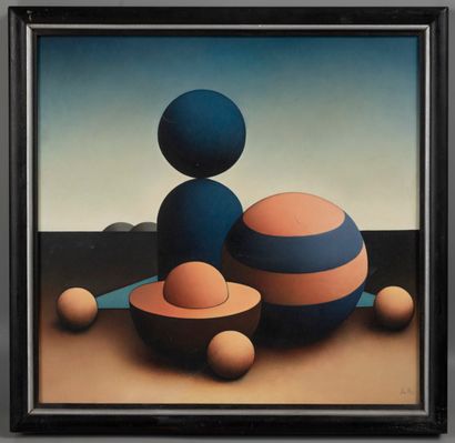 Dimiter BUYUKLIISKI-MITCHY (born in 1943) 
Composition with spheres 
Oil on canvas,...