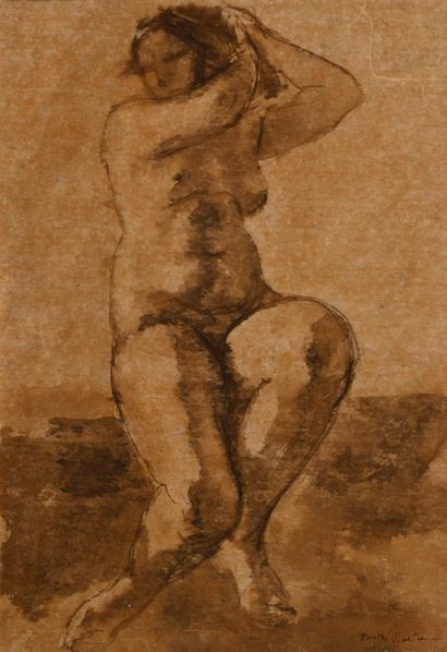  Berthe MARTINIE (1883-1958) 
Study of a nude 
Ink wash 
Signed lower left 
35 x...