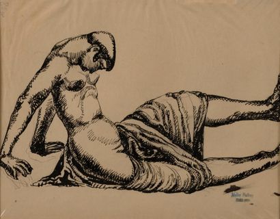  MALFROY 
Seated female nude 
Ink 
Stamp...