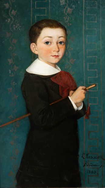 Léon TESSIER (XIXth) 
Portrait of a child...