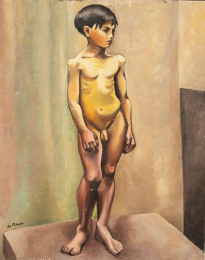 DE ROUX (20th century) 
Naked Boy, 1925 
Oil...