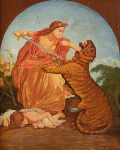 null A PATE (XIX-Xxème)

Femme et tigre, 1900

Huile sur toile signée, datée et située...