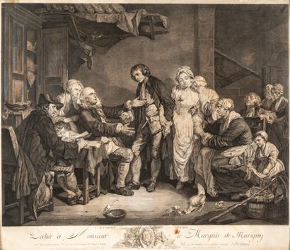  Jean-Jacques FLIPART (1719-1782) d'après Jean-Baptiste GREUZE (1725-1805) 
L'accordée...